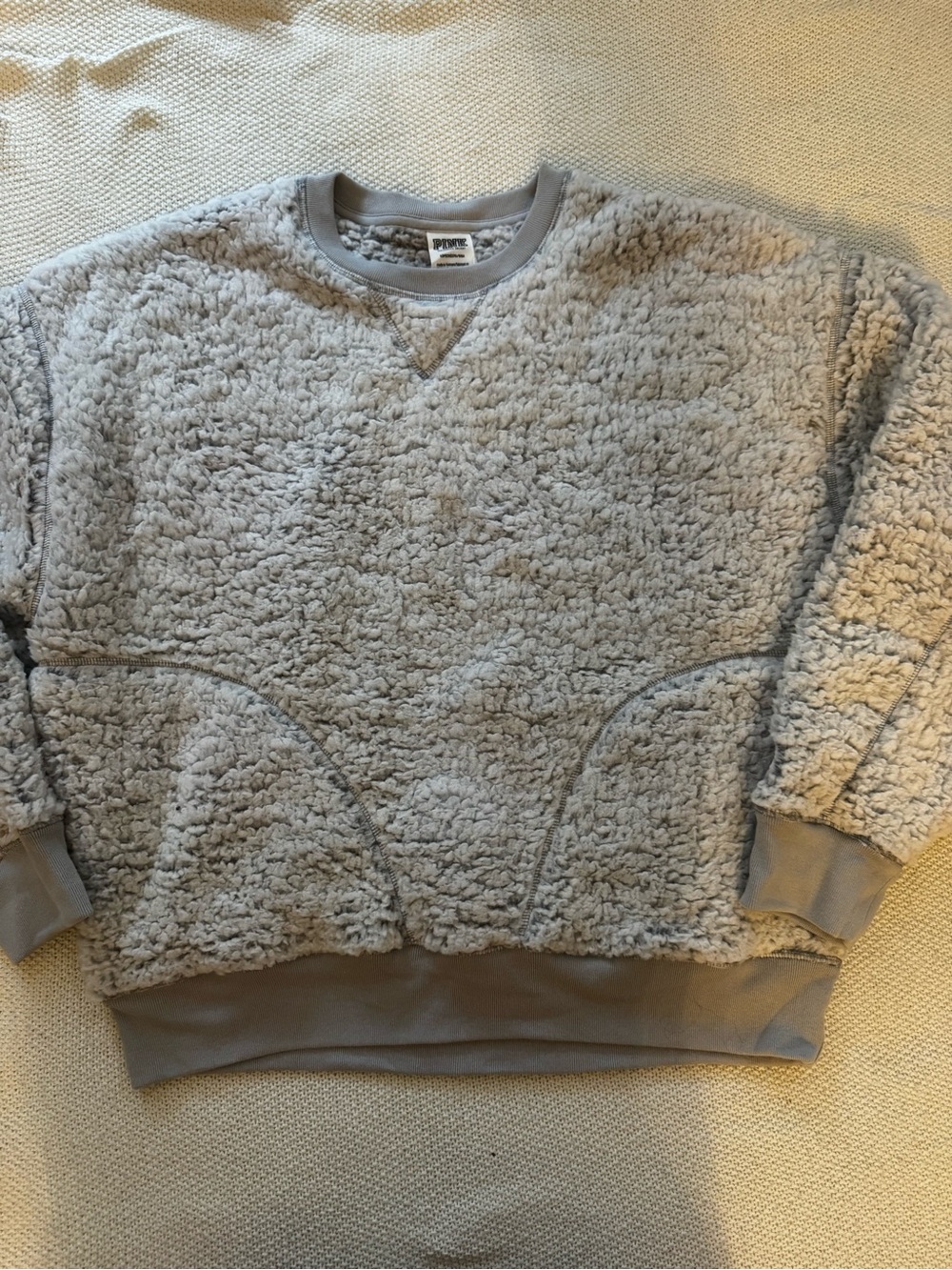 PINK Victoria's Secret Light Gray Sherpa Crewneck Sweatshirt